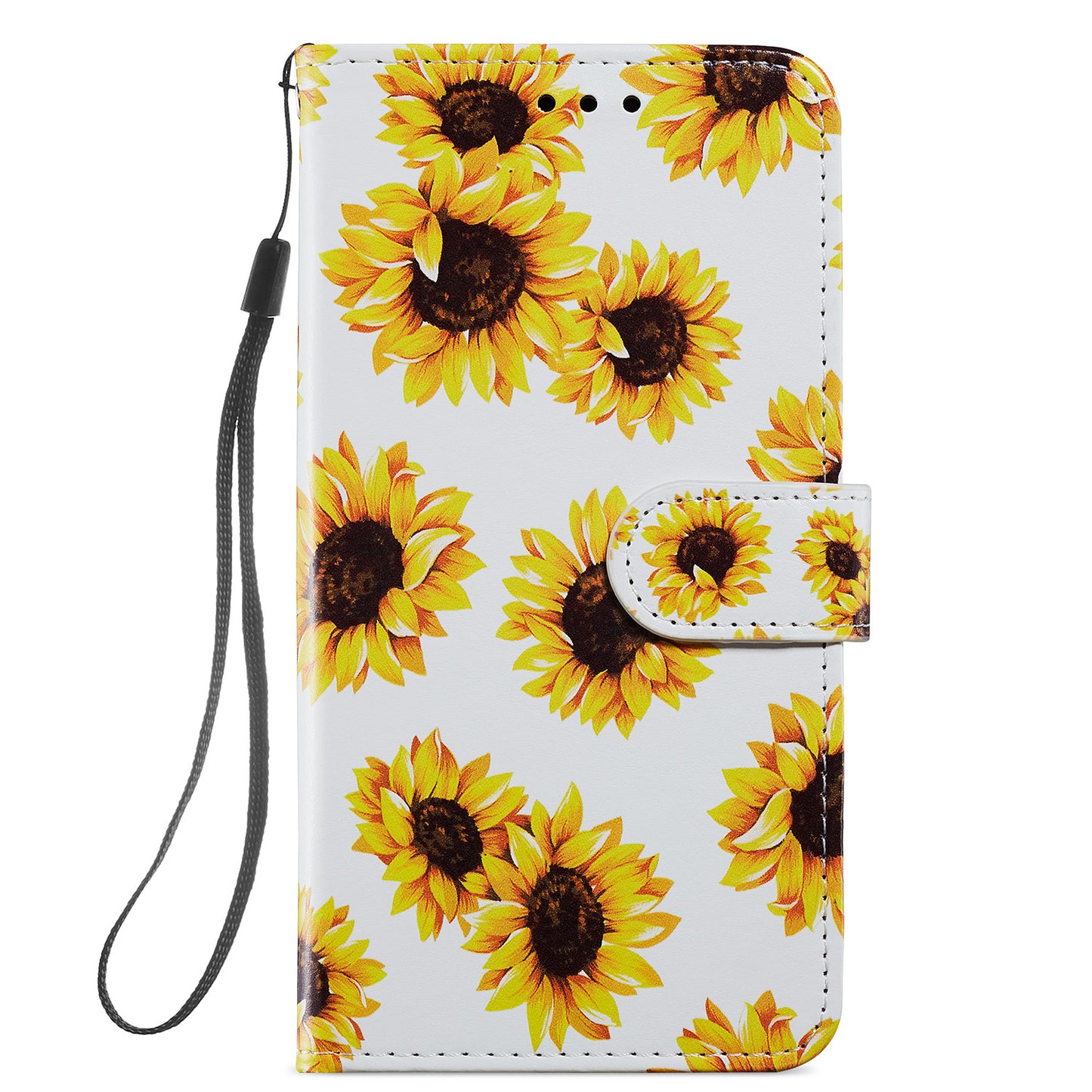Pattern Printing Design PU Leather Folio Flip Case with Card Holder Slots &amp; Wrist Strap for Samsung Galaxy S20 FE 2022/S20 FE 4G/S20 FE 5G/S20 Lite - Sunflower