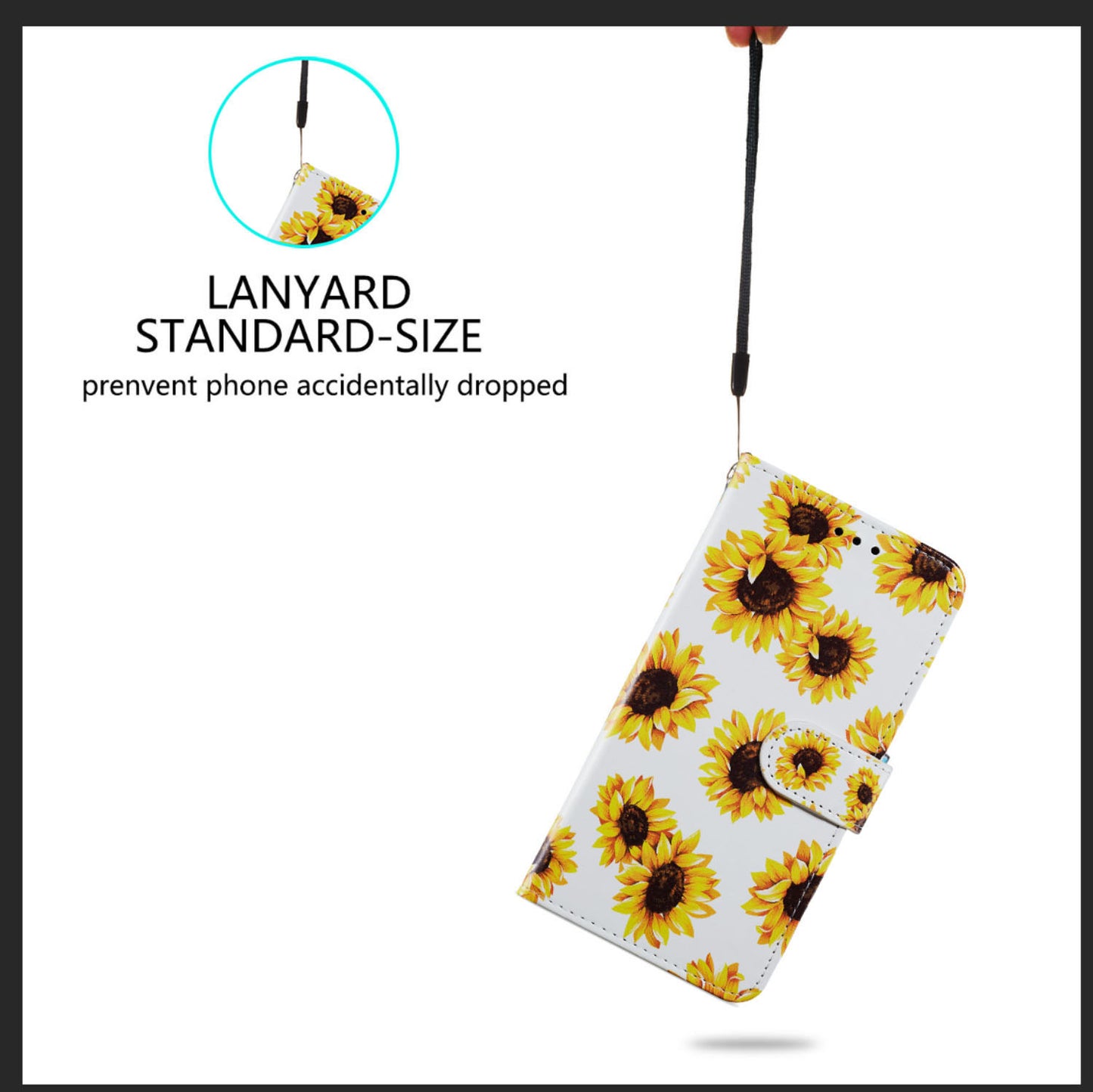 Pattern Printing Design PU Leather Folio Flip Case with Card Holder Slots &amp; Wrist Strap for Samsung Galaxy S20 FE 2022/S20 FE 4G/S20 FE 5G/S20 Lite - Sunflower