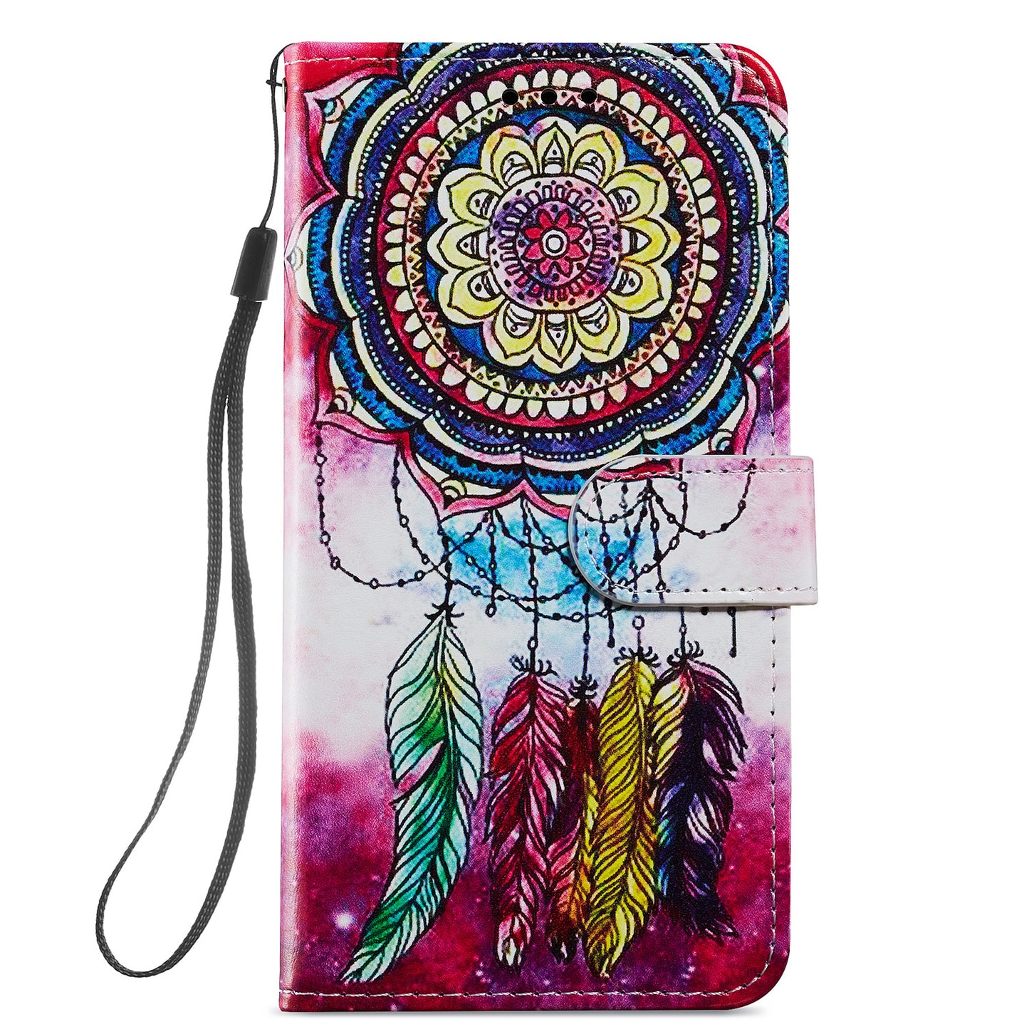 Pattern Printing Design PU Leather Folio Flip Case with Card Holder Slots &amp; Wrist Strap for Samsung Galaxy S20 FE 2022/S20 FE 4G/S20 FE 5G/S20 Lite - Dream Catcher