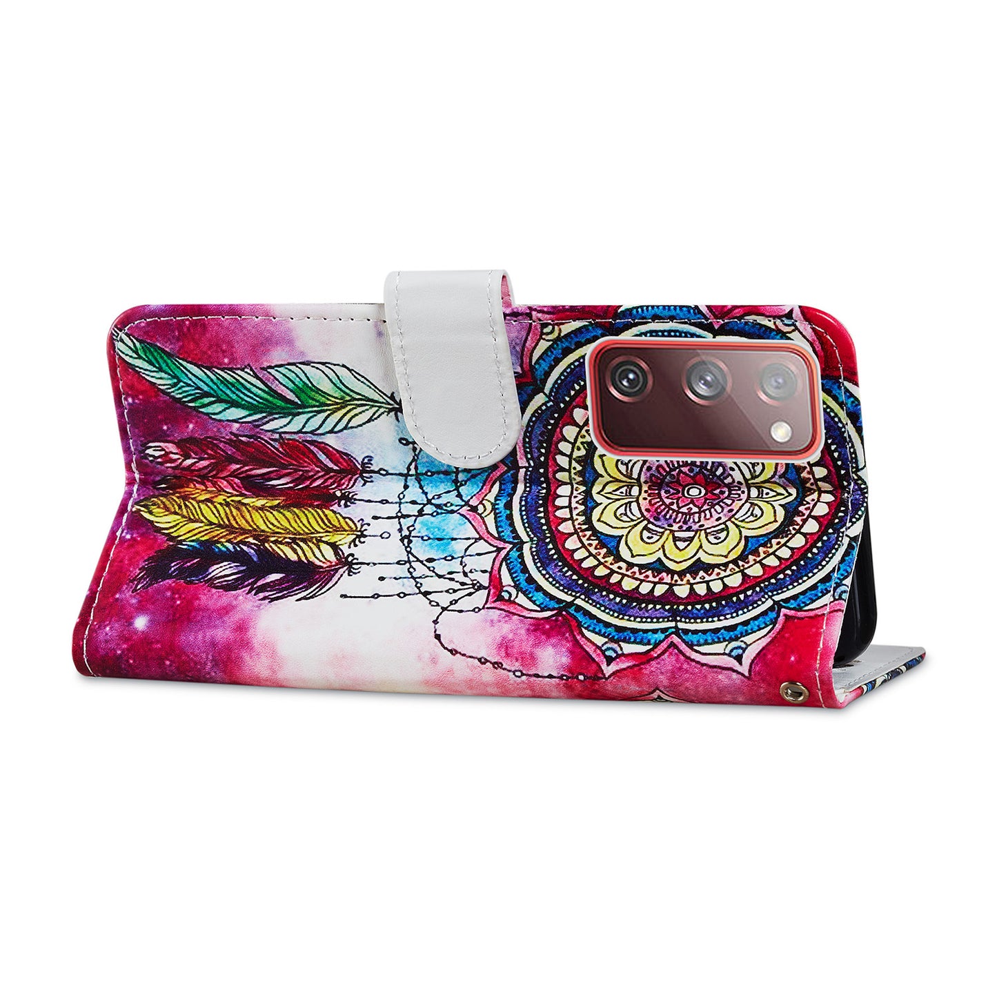 Pattern Printing Design PU Leather Folio Flip Case with Card Holder Slots &amp; Wrist Strap for Samsung Galaxy S20 FE 2022/S20 FE 4G/S20 FE 5G/S20 Lite - Dream Catcher