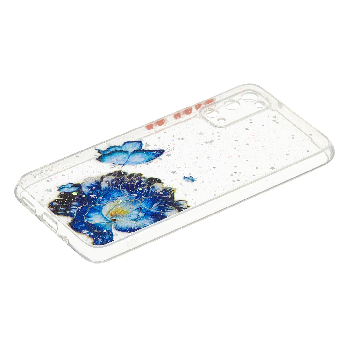 High Impact Pattern Printing Precise Cutout Dual Layer Hard Acrylic Back + Soft TPU Case for Samsung Galaxy S20 4G/S20 5G - Blue Butterfly