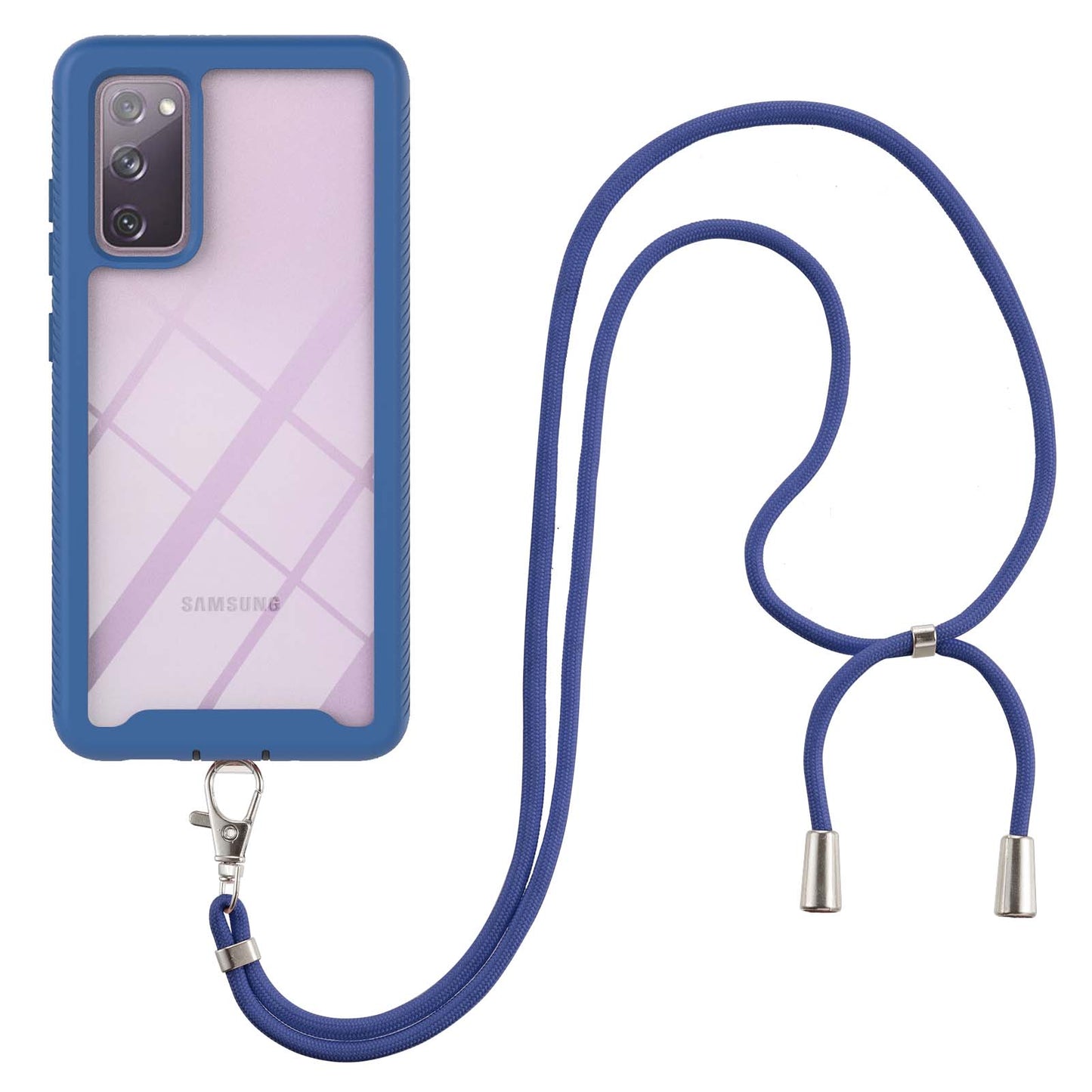 Heavy Duty Rugged Shockproof Hybrid Hard PC Soft TPU Protective Cover with Lanyard for Samsung Galaxy S20 FE 2022/S20 FE 4G/S20 FE 5G/S20 Lite - Blue
