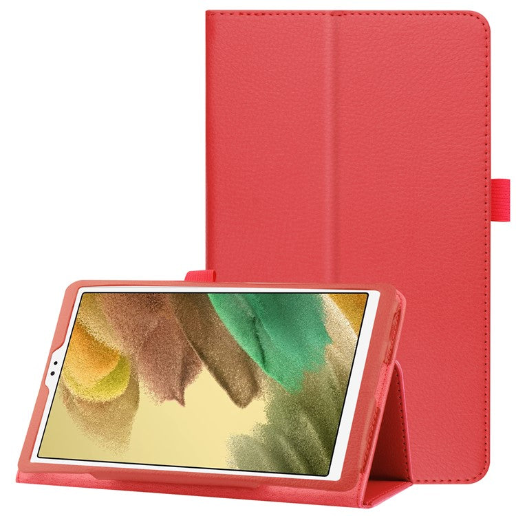 Lightweight Slim Litchi Texture PU Leather Folio Cover Stand Case for Samsung Galaxy Tab A7 Lite 8.7-inch - Red