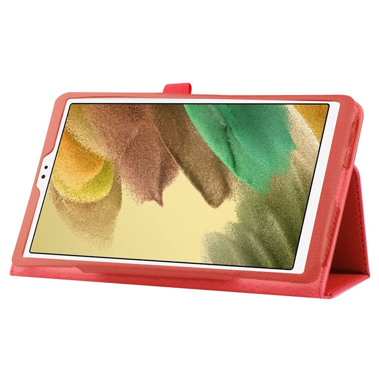 Lightweight Slim Litchi Texture PU Leather Folio Cover Stand Case for Samsung Galaxy Tab A7 Lite 8.7-inch - Red