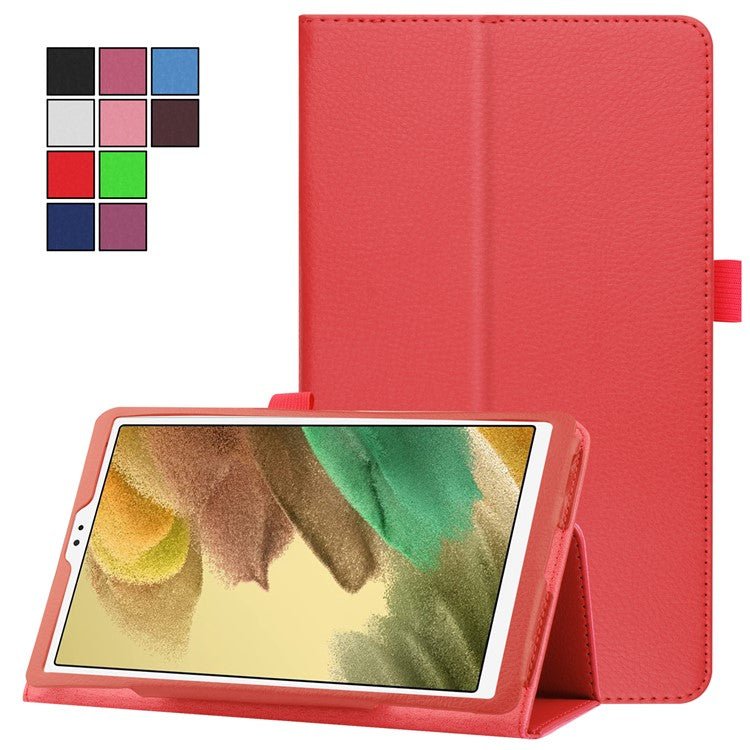 Lightweight Slim Litchi Texture PU Leather Folio Cover Stand Case for Samsung Galaxy Tab A7 Lite 8.7-inch - Red