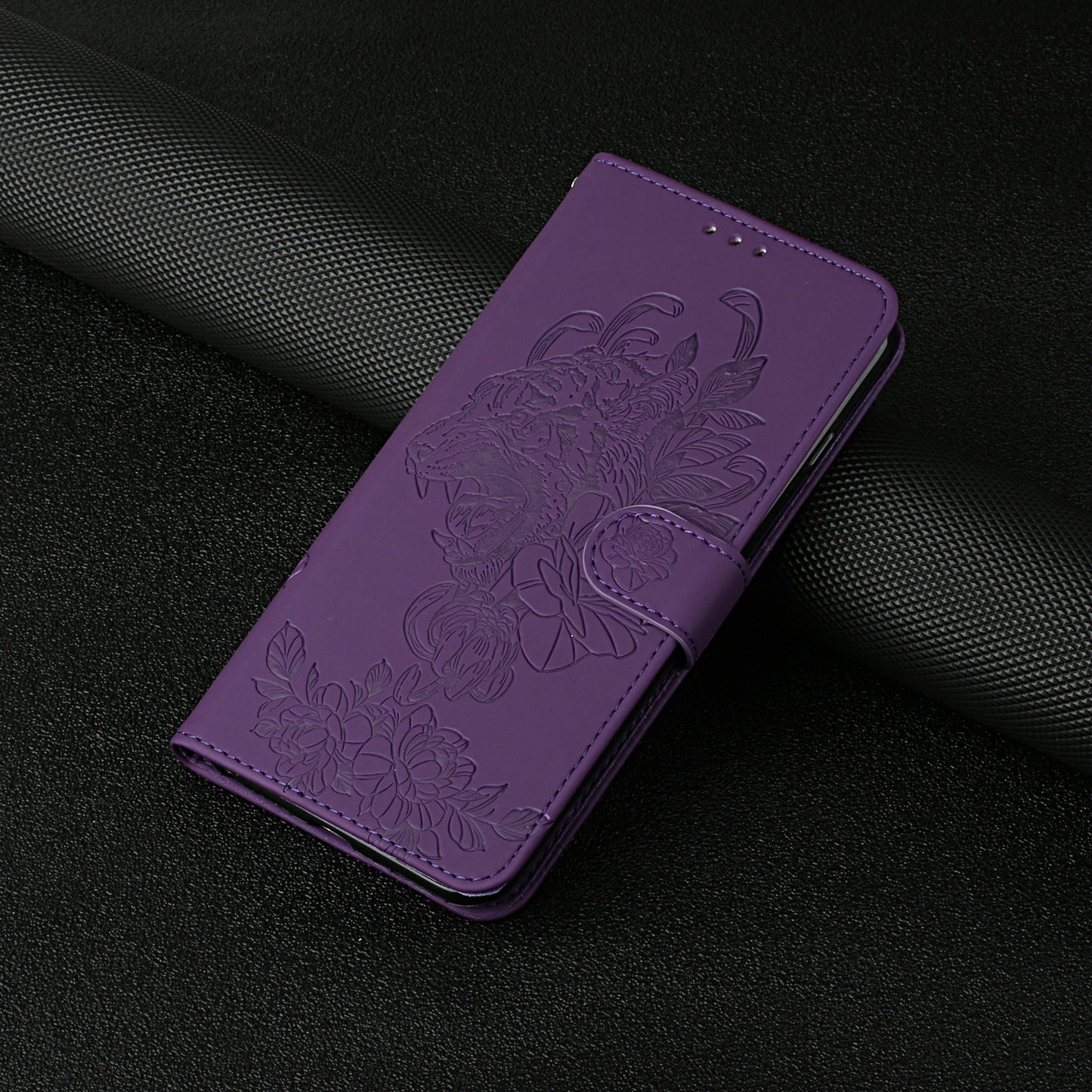Tiger Head Pattern Imprinting Leather Wallet Stand Case for Samsung Galaxy S20 4G/S20 5G - Purple