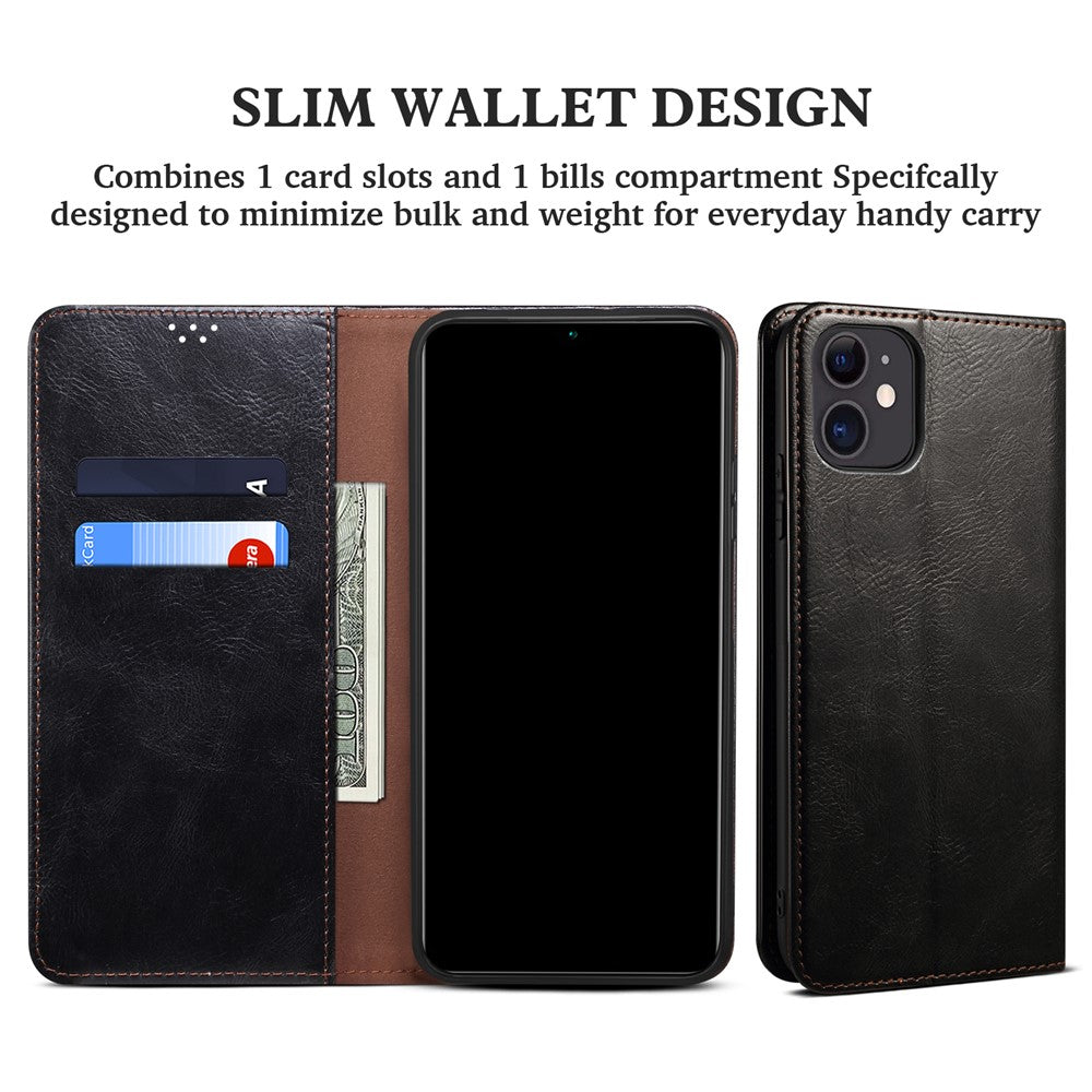 Leisure Style Waxy Crazy Horse Texture Protective Leather Case Cover for Samsung Galaxy M32 (Global Version) - Black