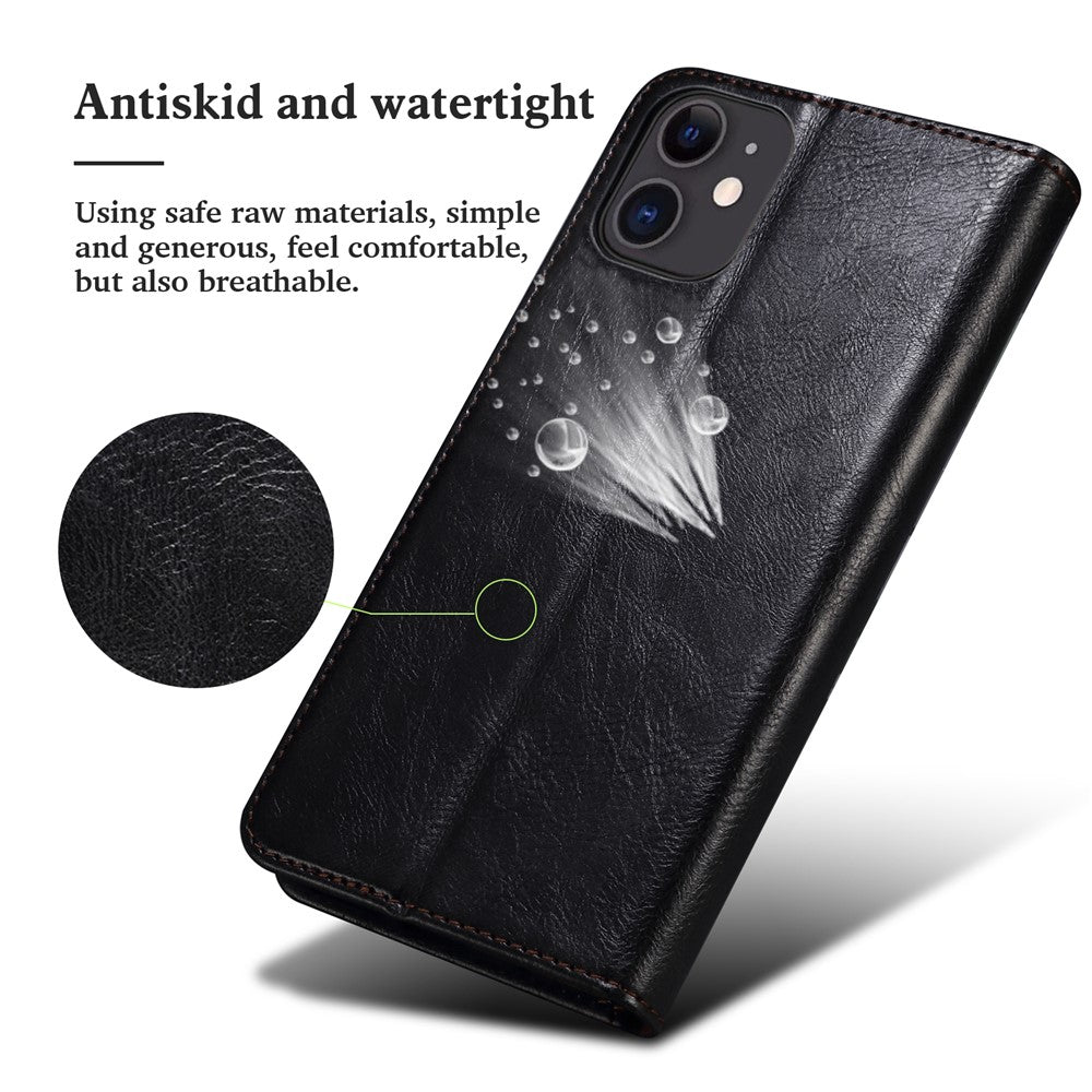 Leisure Style Waxy Crazy Horse Texture Protective Leather Case Cover for Samsung Galaxy M32 (Global Version) - Black