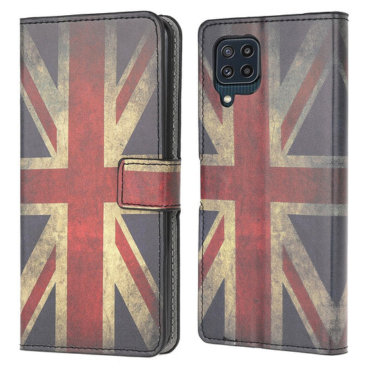 Anti-Scratch Shook-Proof Pattern Stand Feature Leather Magnetic Flip Case Wallet Cover for Galaxy M32 (Global Version) - Union Jack