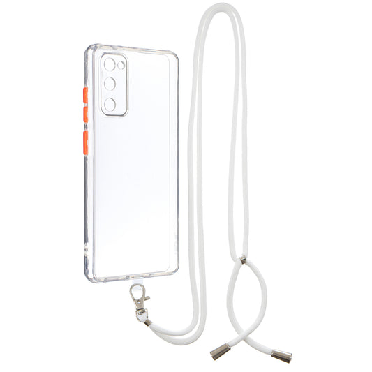 Transparent TPU + Acrylic Back Phone Cover Shell with Lanyard for Samsung Galaxy S20 FE 2022/S20 FE 4G/S20 FE 5G/S20 Lite - Transparent