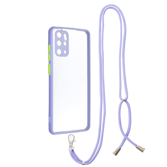 Heavy Duty TPU Acrylic Hybrid Shockproof Bumper Case with Lanyard for Samsung Galaxy S20 Plus / S20 Plus 5G - Purple