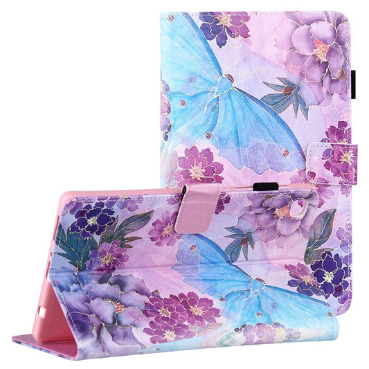 Silk Pattern Multiple Viewing Angles Shockproof Tablet Case Shell Stand Cover for Samsung Galaxy Tab A7 Lite 8.7-inch / SM-T220 (Wi-Fi) / SM-T225 - Peony/Butterfly