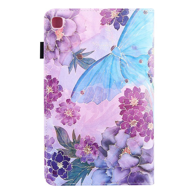 Silk Pattern Multiple Viewing Angles Shockproof Tablet Case Shell Stand Cover for Samsung Galaxy Tab A7 Lite 8.7-inch / SM-T220 (Wi-Fi) / SM-T225 - Peony/Butterfly