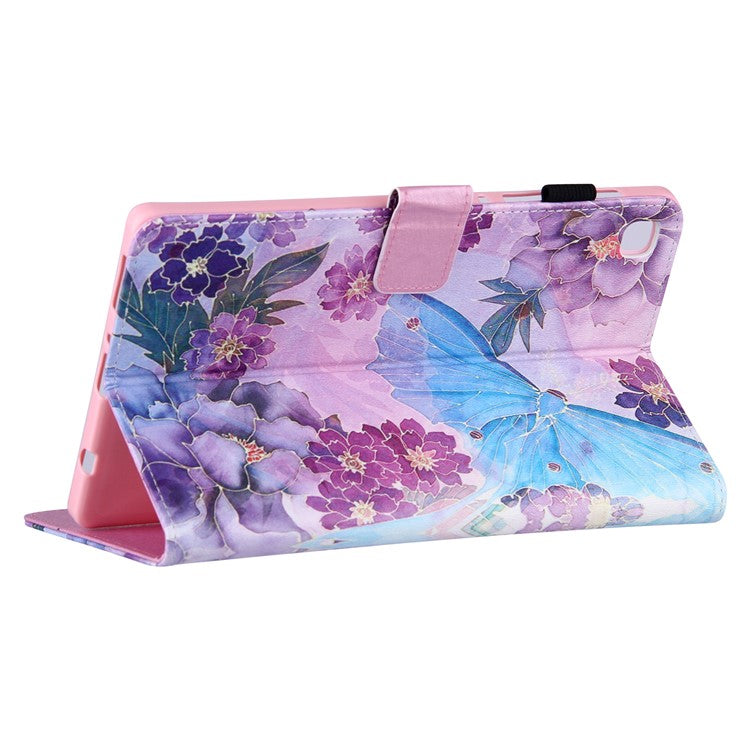 Silk Pattern Multiple Viewing Angles Shockproof Tablet Case Shell Stand Cover for Samsung Galaxy Tab A7 Lite 8.7-inch / SM-T220 (Wi-Fi) / SM-T225 - Peony/Butterfly
