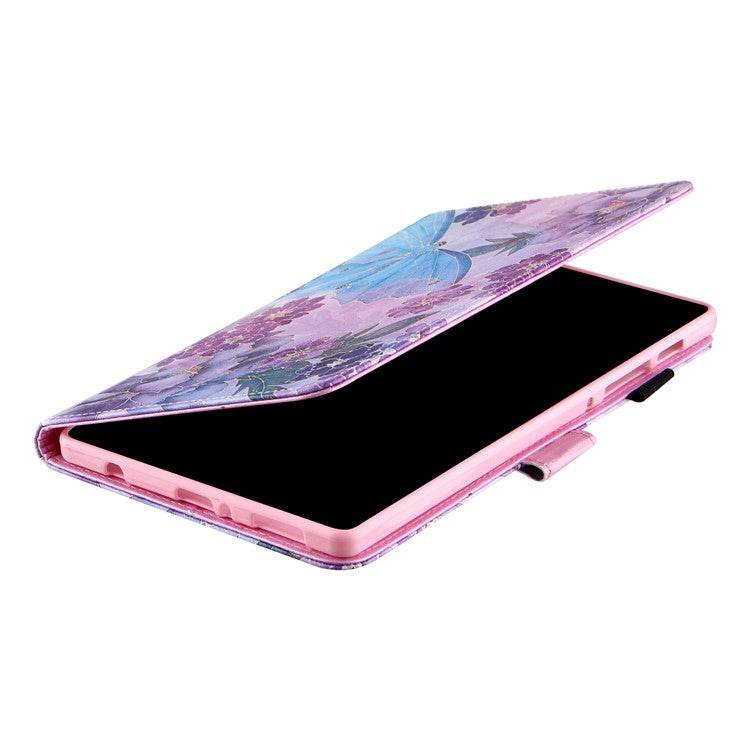 Silk Pattern Multiple Viewing Angles Shockproof Tablet Case Shell Stand Cover for Samsung Galaxy Tab A7 Lite 8.7-inch / SM-T220 (Wi-Fi) / SM-T225 - Peony/Butterfly