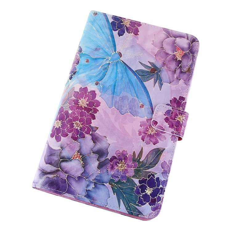 Silk Pattern Multiple Viewing Angles Shockproof Tablet Case Shell Stand Cover for Samsung Galaxy Tab A7 Lite 8.7-inch / SM-T220 (Wi-Fi) / SM-T225 - Peony/Butterfly