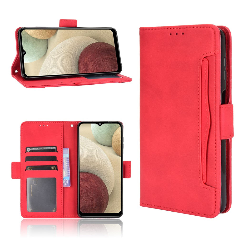 Wallet Design Phone Cover Stand Case with Multiple Card Slots for Samsung Galaxy M32 (Global Version) - Red