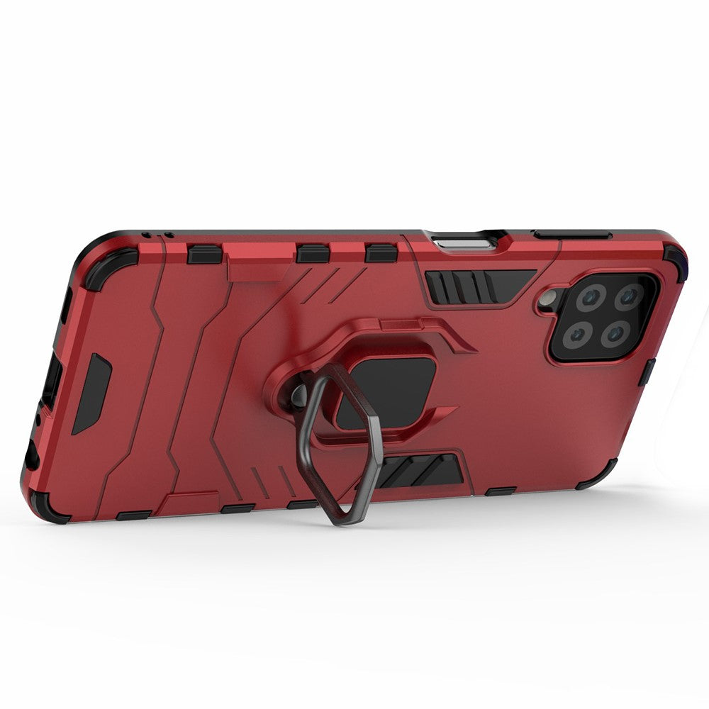 Scratch-proof Hard PC + Soft TPU Hybrid Phone Case Cover with Ring Holder Kickstand for Samsung Galaxy M32 (Global Version) - Red