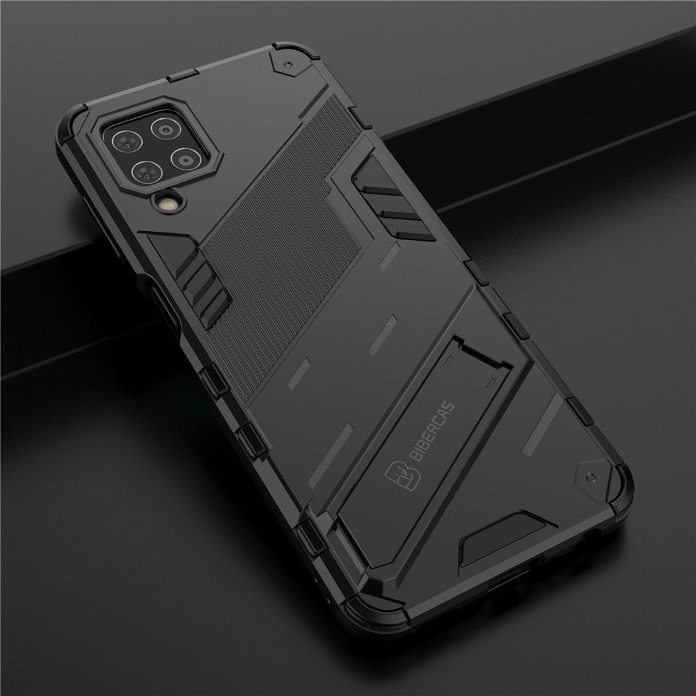 Shock-resistant PC + TPU Combo Case Kickstand Design Protective Phone Case for Samsung Galaxy M32 (Global Version) - Black