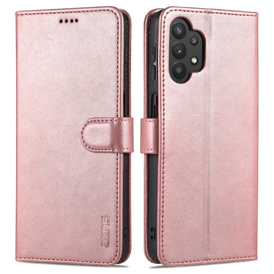 AZNS PU Leather Shock-absorption Phone Case Shell with Wallet Stand for Samsung Galaxy A32 5G/M32 5G - Rose Gold