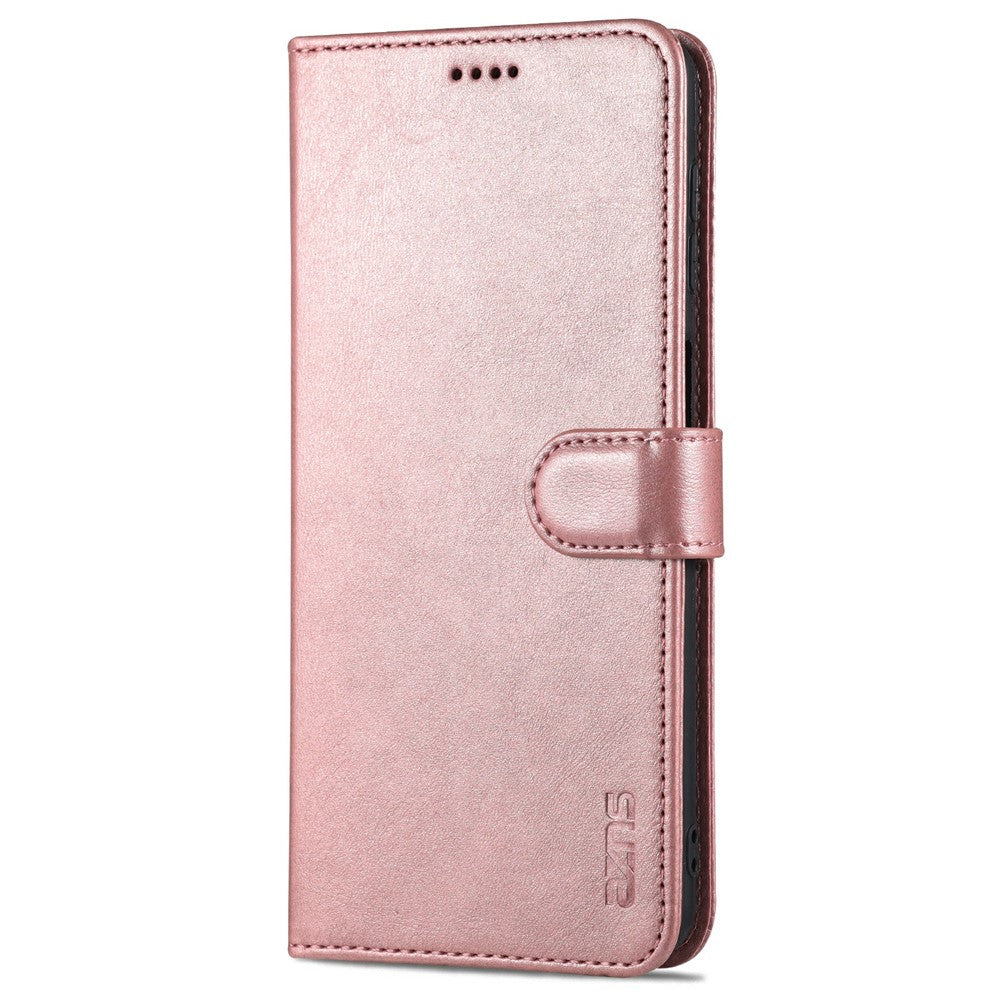 AZNS PU Leather Shock-absorption Phone Case Shell with Wallet Stand for Samsung Galaxy A32 5G/M32 5G - Rose Gold