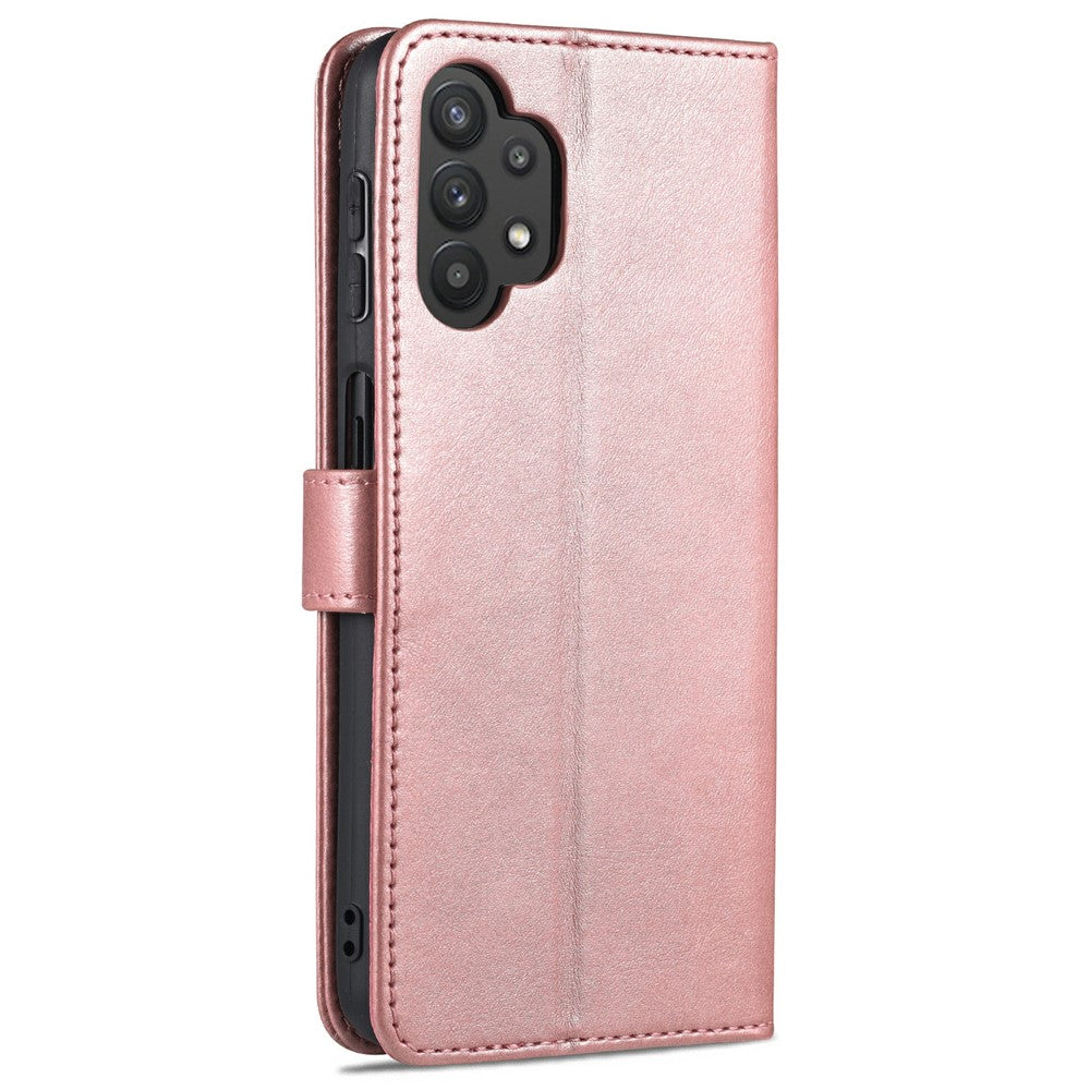 AZNS PU Leather Shock-absorption Phone Case Shell with Wallet Stand for Samsung Galaxy A32 5G/M32 5G - Rose Gold
