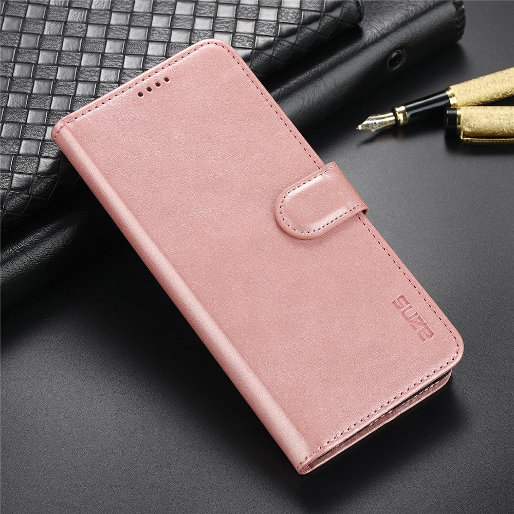 AZNS PU Leather Shock-absorption Phone Case Shell with Wallet Stand for Samsung Galaxy A32 5G/M32 5G - Rose Gold