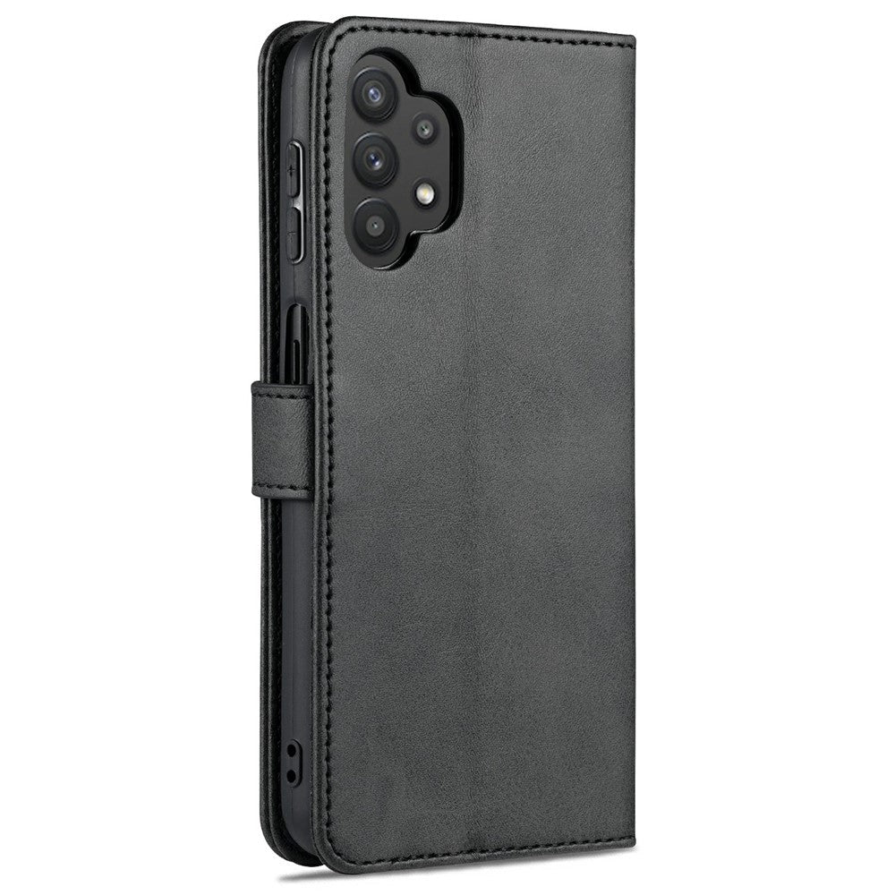 AZNS PU Leather Shock-absorption Phone Case Shell with Wallet Stand for Samsung Galaxy A32 5G/M32 5G - Black