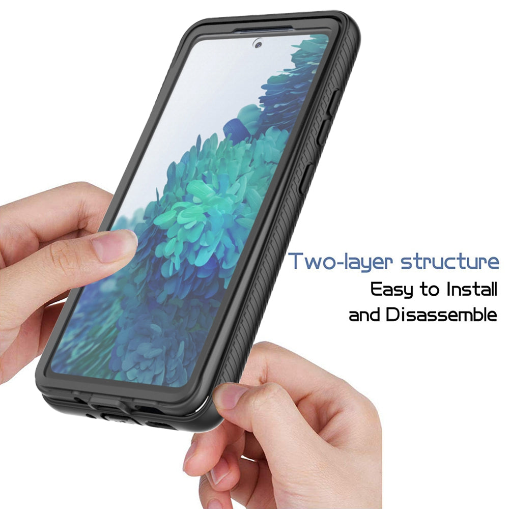 Full Coverage Hybrid Protective Case with Ultra Clear PET Screen Protector for Samsung Galaxy S20 FE 2022/S20 FE 4G/S20 FE 5G/S20 Lite - Black
