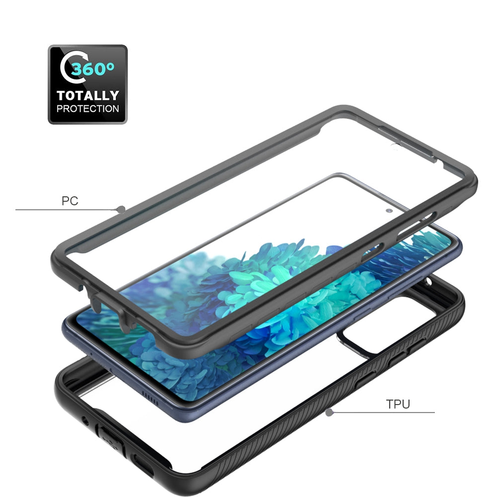 Full Coverage Hybrid Protective Case with Ultra Clear PET Screen Protector for Samsung Galaxy S20 FE 2022/S20 FE 4G/S20 FE 5G/S20 Lite - Black