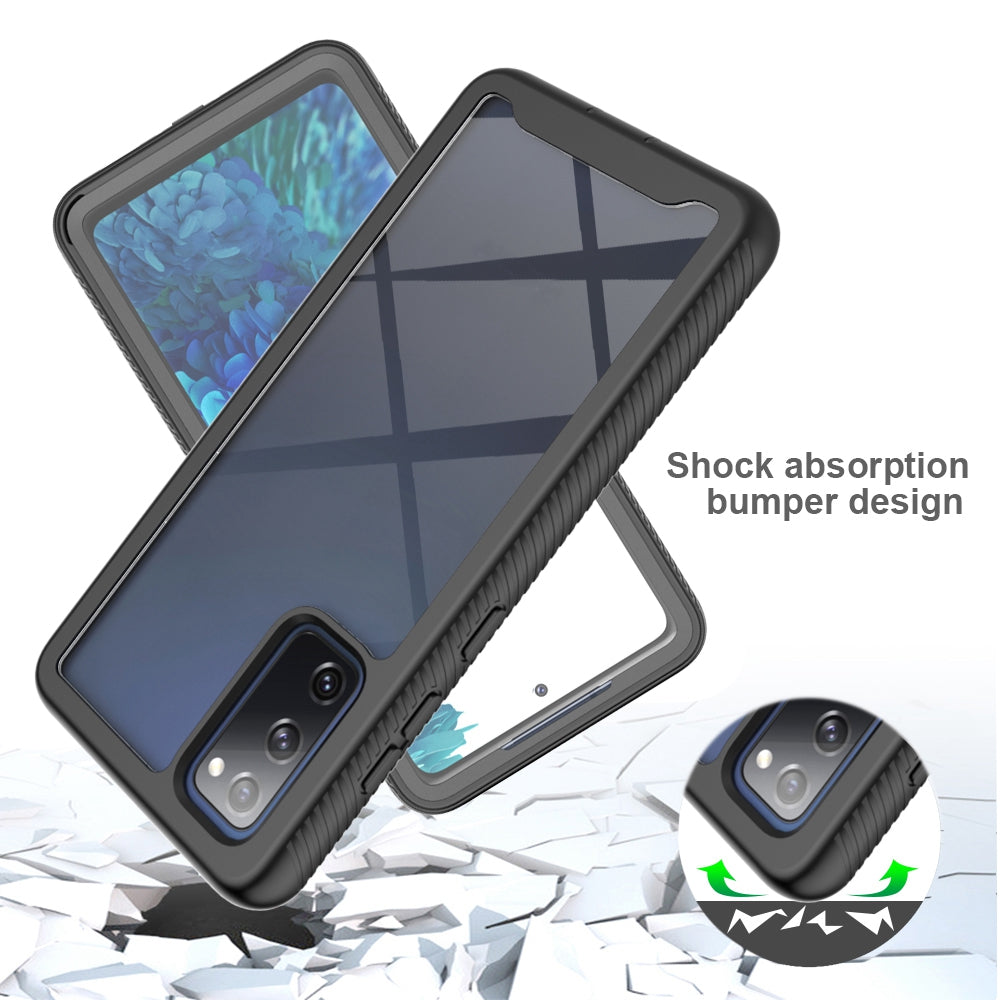 Full Coverage Hybrid Protective Case with Ultra Clear PET Screen Protector for Samsung Galaxy S20 FE 2022/S20 FE 4G/S20 FE 5G/S20 Lite - Black