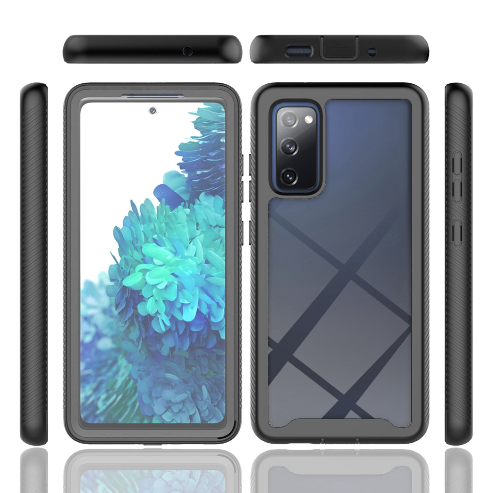 Full Coverage Hybrid Protective Case with Ultra Clear PET Screen Protector for Samsung Galaxy S20 FE 2022/S20 FE 4G/S20 FE 5G/S20 Lite - Black