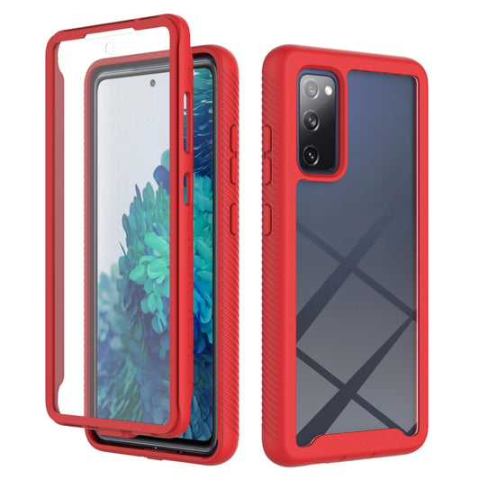Full Coverage Hybrid Protective Case with Ultra Clear PET Screen Protector for Samsung Galaxy S20 FE 2022/S20 FE 4G/S20 FE 5G/S20 Lite - Red