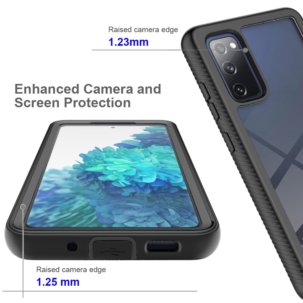 Full Coverage Hybrid Protective Case with Ultra Clear PET Screen Protector for Samsung Galaxy S20 FE 2022/S20 FE 4G/S20 FE 5G/S20 Lite - Red