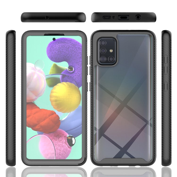 Full Coverage Shock-Absorbed Hybrid Phone Protective Case with PET Screen Protector for Samsung Galaxy A51 4G SM-A515 - Dark Blue