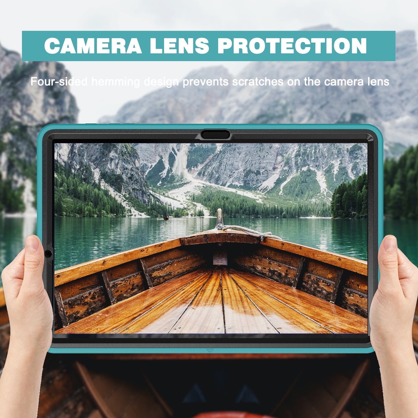 For Samsung Galaxy Tab S9 FE+ / S9+ / S8+ / S7+ / S7 FE T730 / T735 / T736B / T736N 360&#176; Rotary Kickstand PC + TPU Drop-Resistant Tablet Case with Handy Strap - Blue