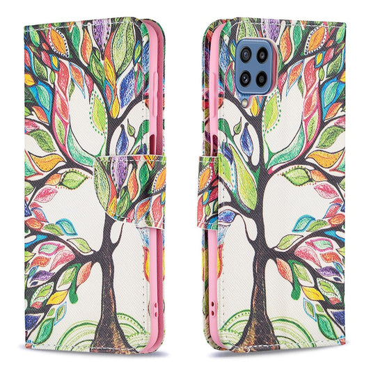 Stand Feature Pattern Printing PU Leather Magnetic Flip Cover Wallet Purse Case for Samsung Galaxy M32 (Global Version) - Life Tree