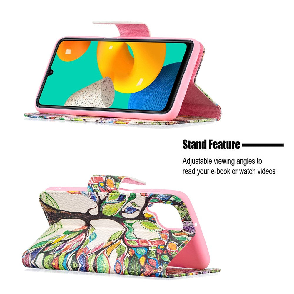 Stand Feature Pattern Printing PU Leather Magnetic Flip Cover Wallet Purse Case for Samsung Galaxy M32 (Global Version) - Life Tree