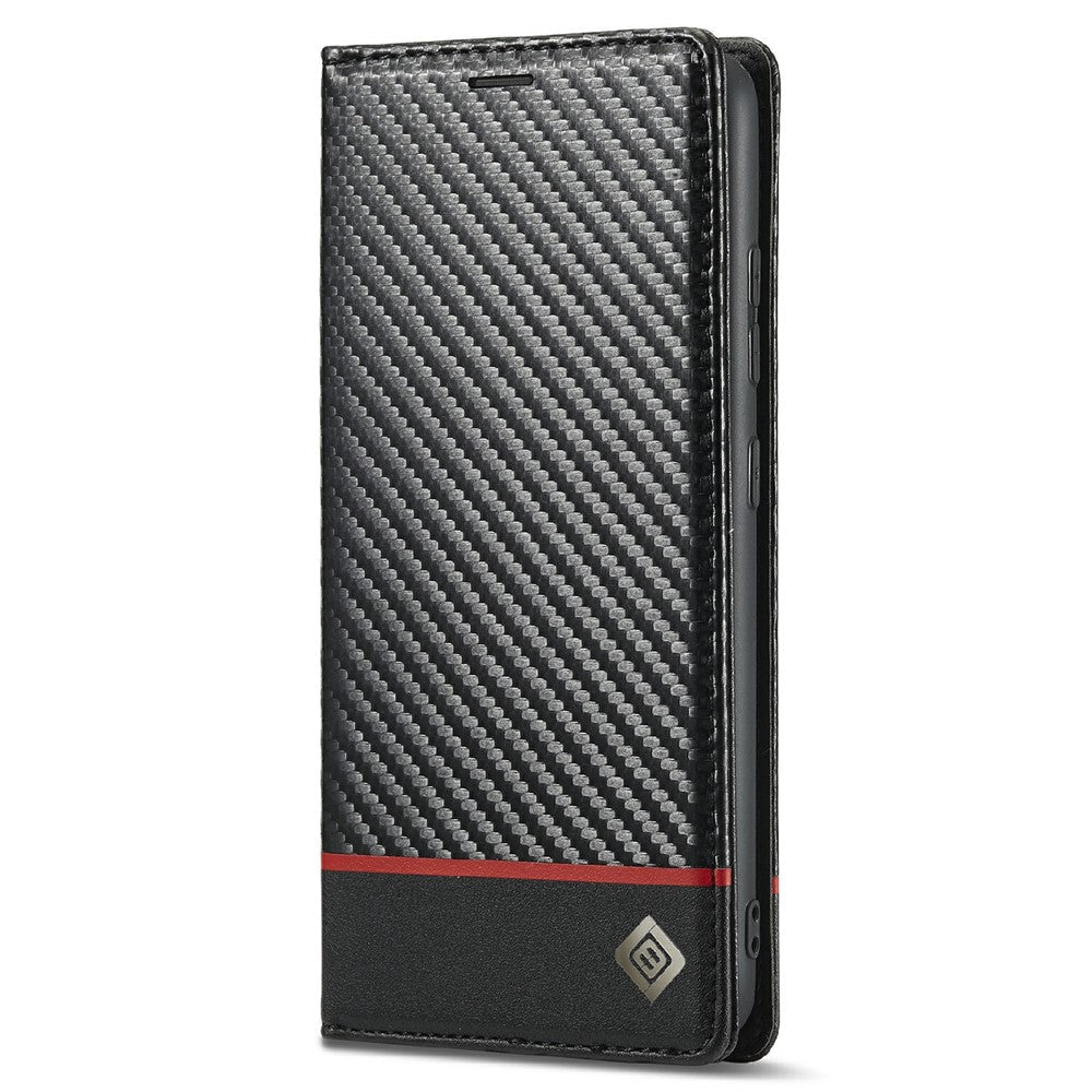 LC.IMEEKE Anti-drop Leather Case Carbon Fiber Pattern Phone Cover with Wallet for Samsung Galaxy A32 5G/M32 5G - Style 2