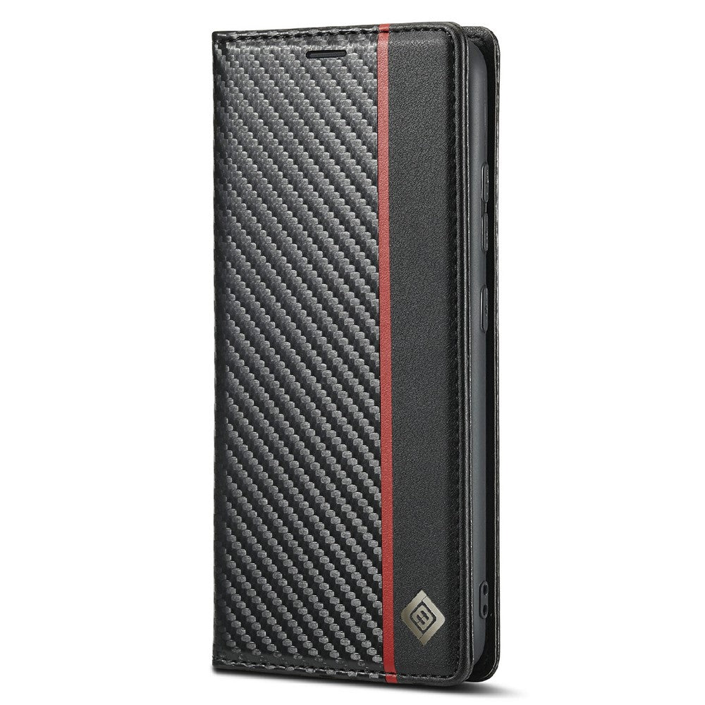 LC.IMEEKE Anti-drop Leather Case Carbon Fiber Pattern Phone Cover with Wallet for Samsung Galaxy A32 5G/M32 5G - Style 1