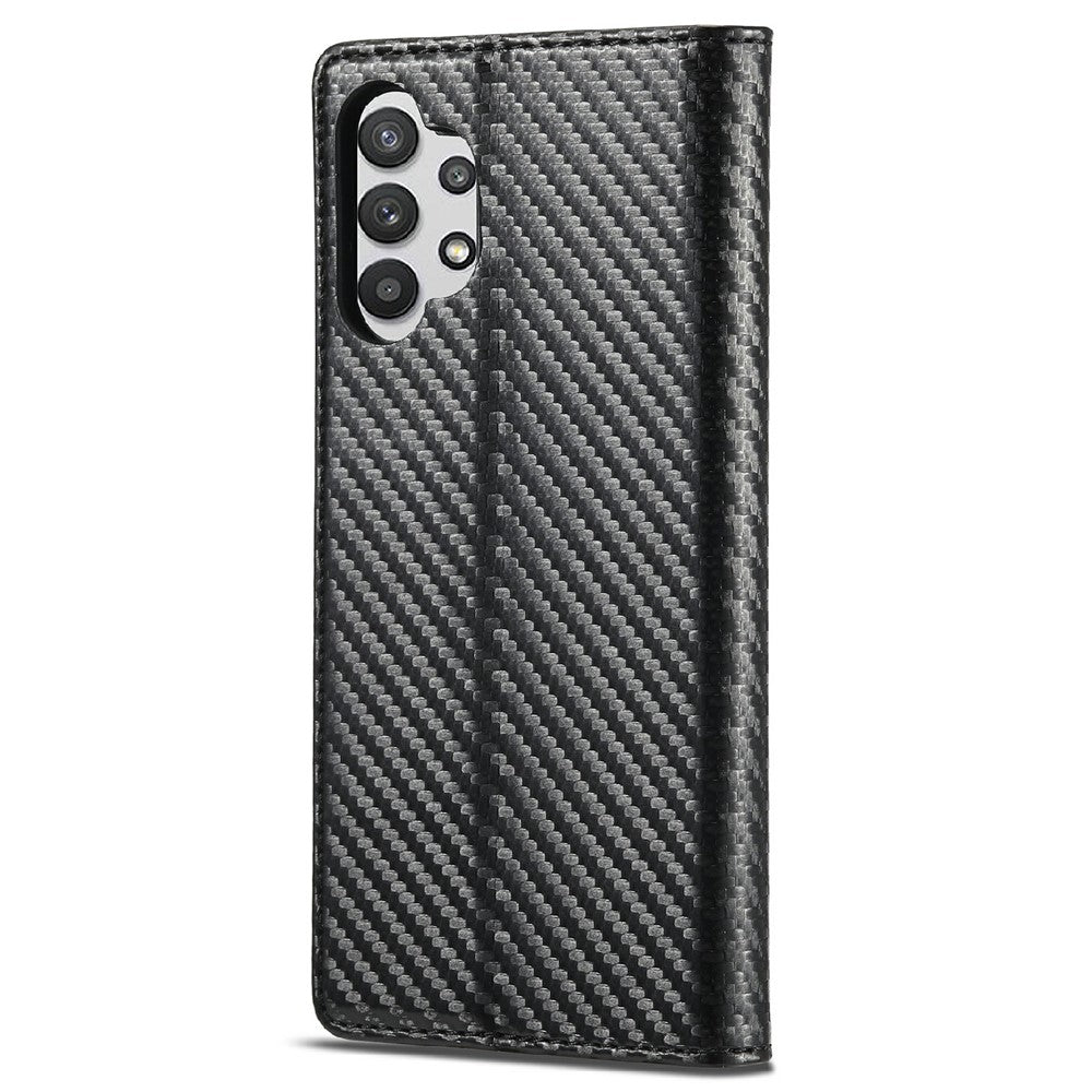 LC.IMEEKE Anti-drop Leather Case Carbon Fiber Pattern Phone Cover with Wallet for Samsung Galaxy A32 5G/M32 5G - Style 1