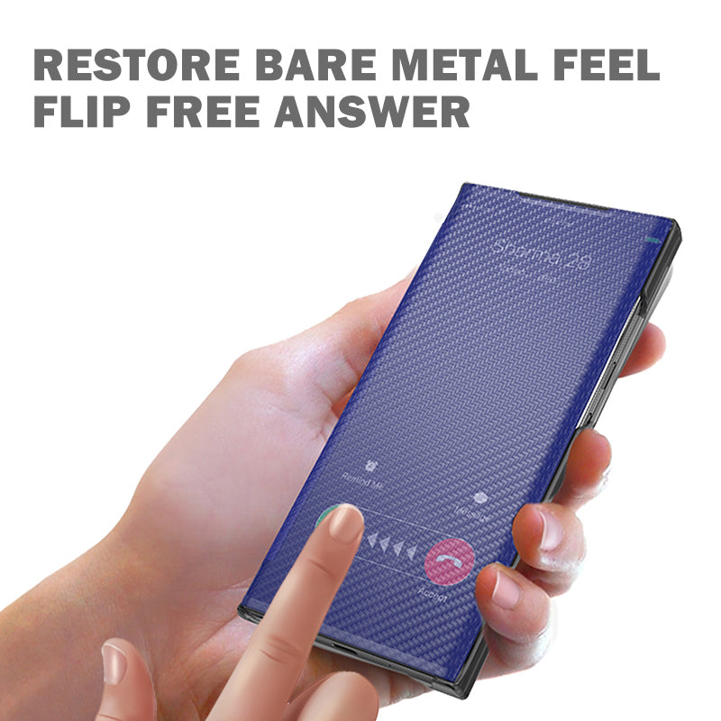 Full Protection Anti-drop Mirror Surface Stand Foldable Design Phone Case for Samsung Galaxy S20 Plus - Blue