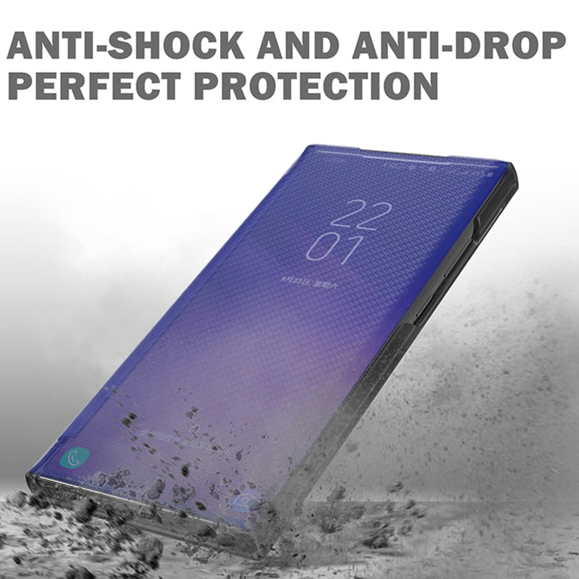 Full Protection Anti-drop Mirror Surface Stand Foldable Design Phone Case for Samsung Galaxy S20 Plus - White