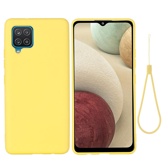 Liquid Silicone Silky-Soft Touch Full Body Protection Shockproof Case Cover with Strap for Samsung Galaxy M32 (Global Version) - Yellow