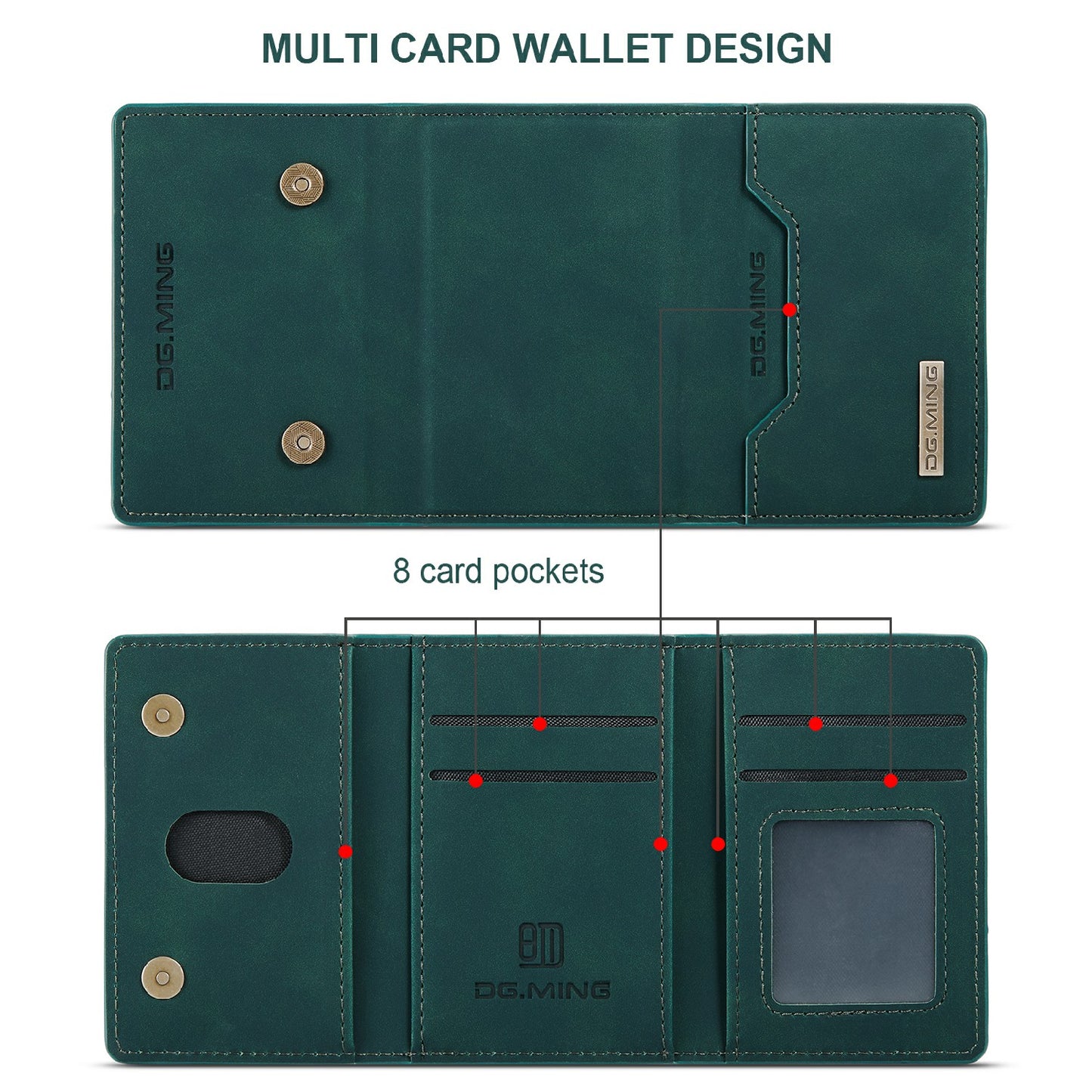 DG.MING M2 Series Anti-drop Magnetic Wallet Design with Kickstand  Leather Coated Hybrid Case for Samsung Galaxy S20 Plus - Green