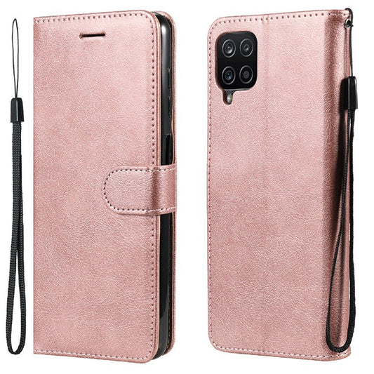 KT Leather Series-2 Full Protective Anti-drop Leather Cover Case Wallet for Samsung Galaxy A12 - Rose Gold