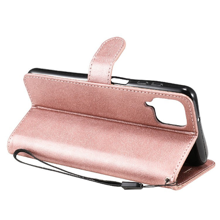 KT Leather Series-2 Full Protective Anti-drop Leather Cover Case Wallet for Samsung Galaxy A12 - Rose Gold