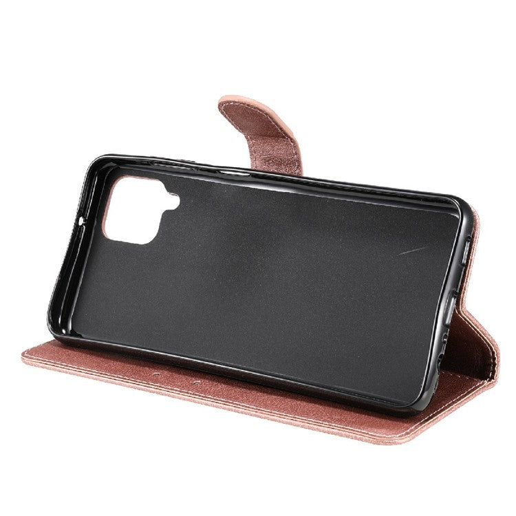 KT Leather Series-2 Full Protective Anti-drop Leather Cover Case Wallet for Samsung Galaxy A12 - Rose Gold