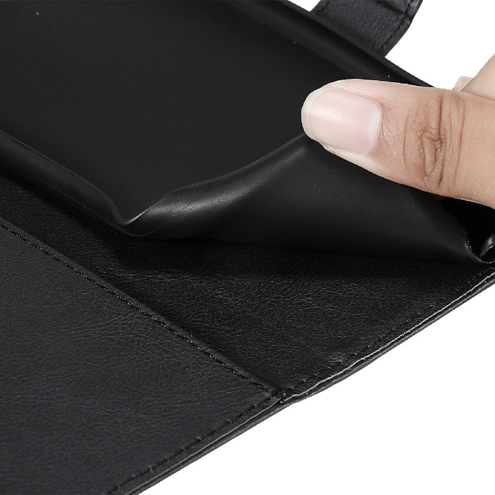 For Samsung Galaxy A32 5G / M32 5G Case Solid Color Leather Mobile Cover Wallet Stand with Strap - Black