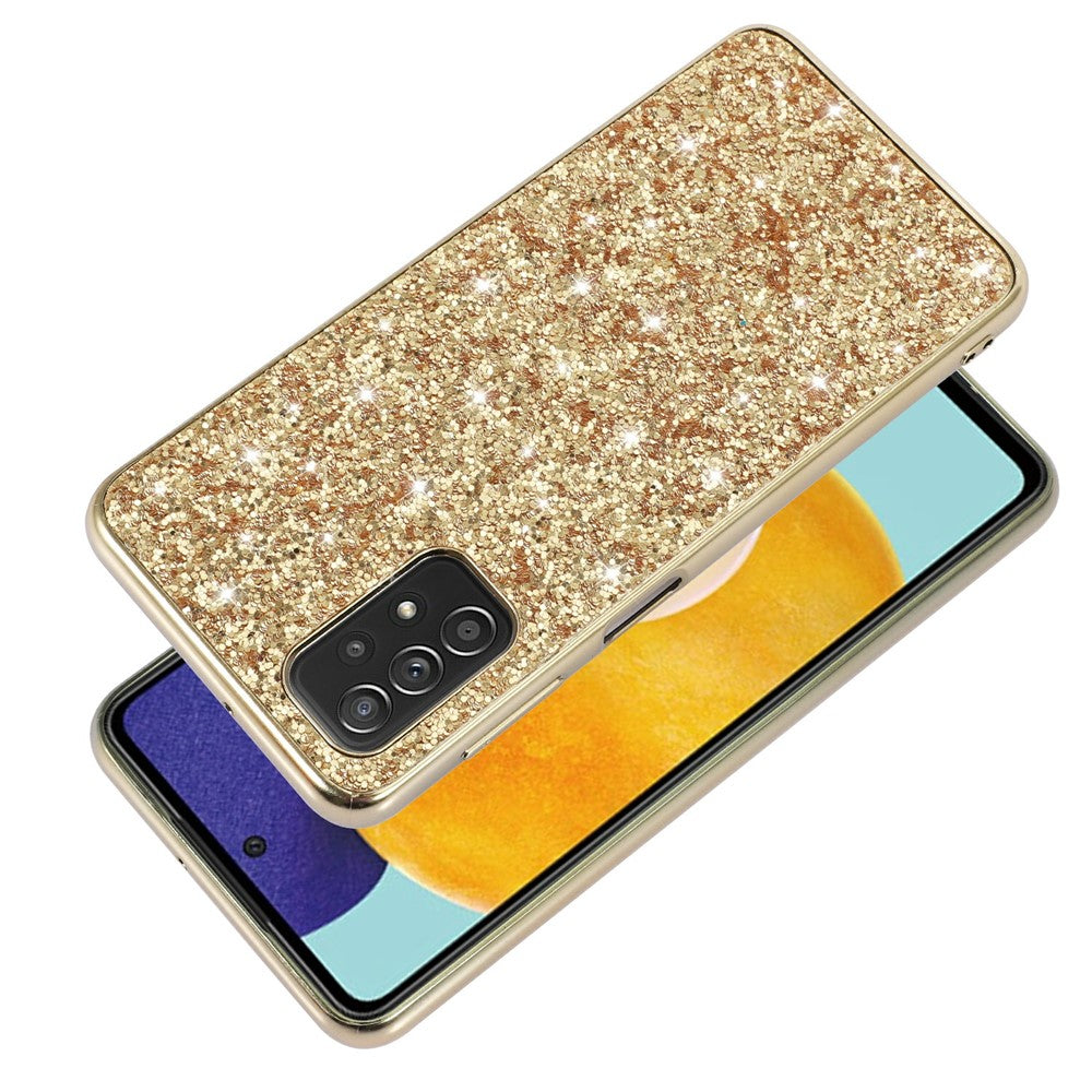 Shiny Sequins Design Plated TPU Frame + PC Drop-Resistant Hybrid Shell Case for Samsung Galaxy A32 5G/M32 5G - Black